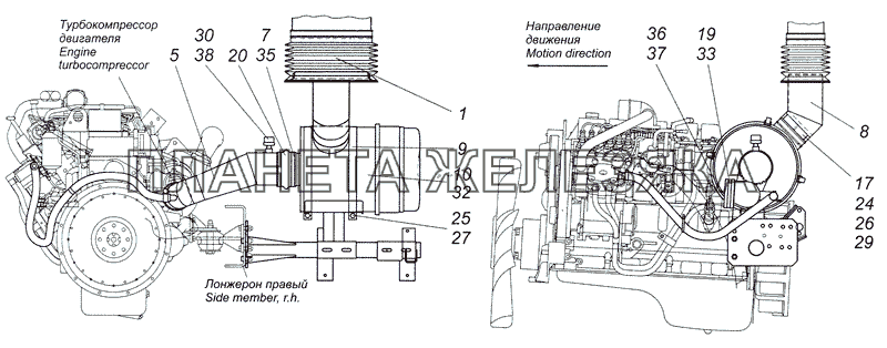 4308-1109001-02 Установка воздушного фильтра КамАЗ-4308 (2008)